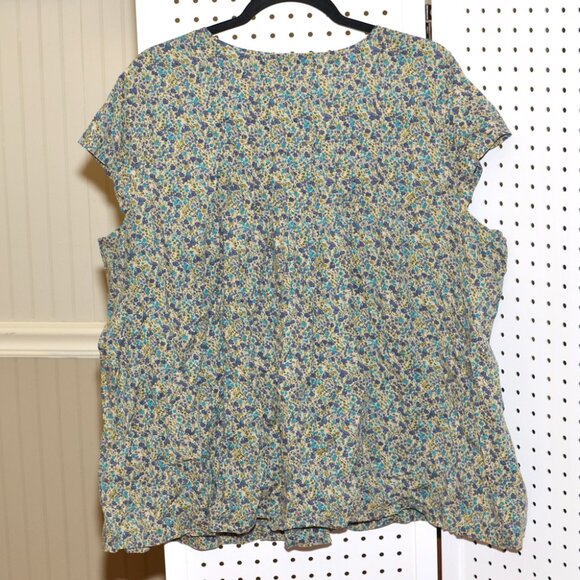 Plus Size XXL Old Navy Ditsy Floral Cotton Pleated Short Cap Sleeve Blouse Top - Picture 9 of 13